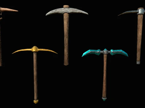 Pickaxe Pack Survival Miner Worker Tool Set 3D Model
