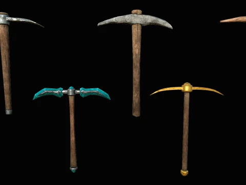 Pickaxe Pack Survival Miner Worker Tool Set 3D Model