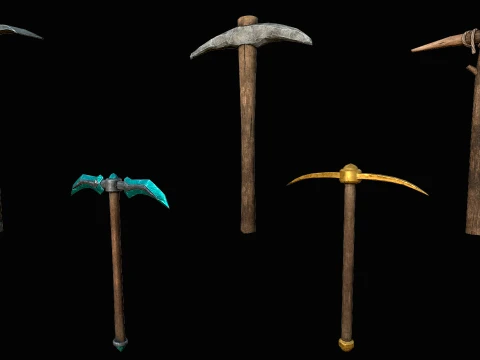 Pickaxe Pack Survival Miner Worker Tool Set 3D Model