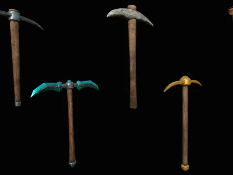 Pickaxe Pack Survival Miner Worker Tool Set 3D Model