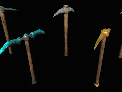 Pickaxe Pack Survival Miner Worker Tool Set 3D Model