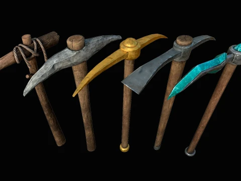Pickaxe Pack Survival Miner Worker Tool Set 3D Model