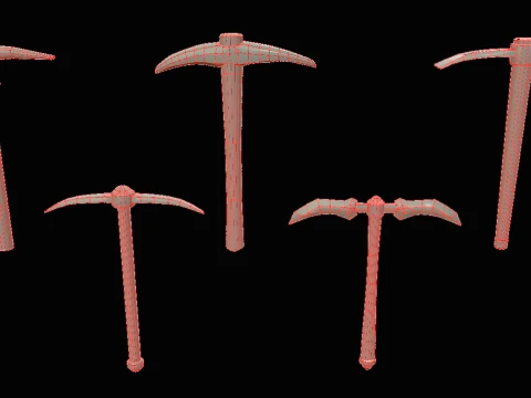 Pickaxe Pack Survival Miner Worker Tool Set 3D Model