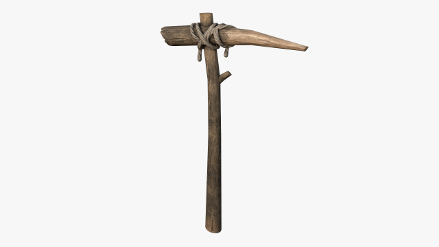 wooden pickaxe 3D Model .c4d .max .obj .3ds .fbx .stl .blend 