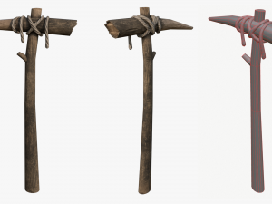 wooden pickaxe 3D Model