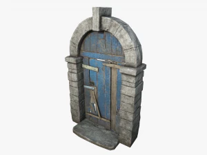 porta medievale in legno Modello 3D