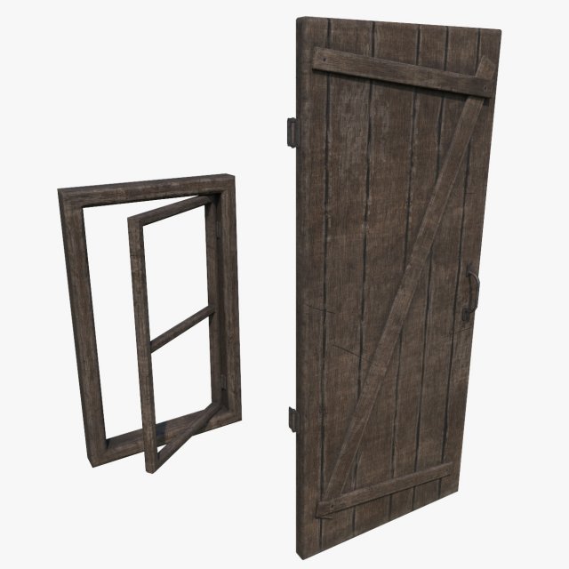 medieval door and window 3D मॉडल .c4d .max .obj .3ds .fbx .stl .blend 