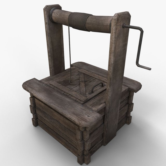 wooden well 3D Model .c4d .max .obj .3ds .fbx .stl .blend