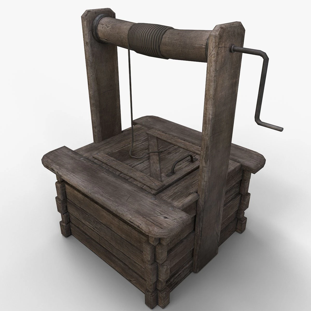 wooden well 3D Model .c4d .max .obj .3ds .fbx .stl .blend