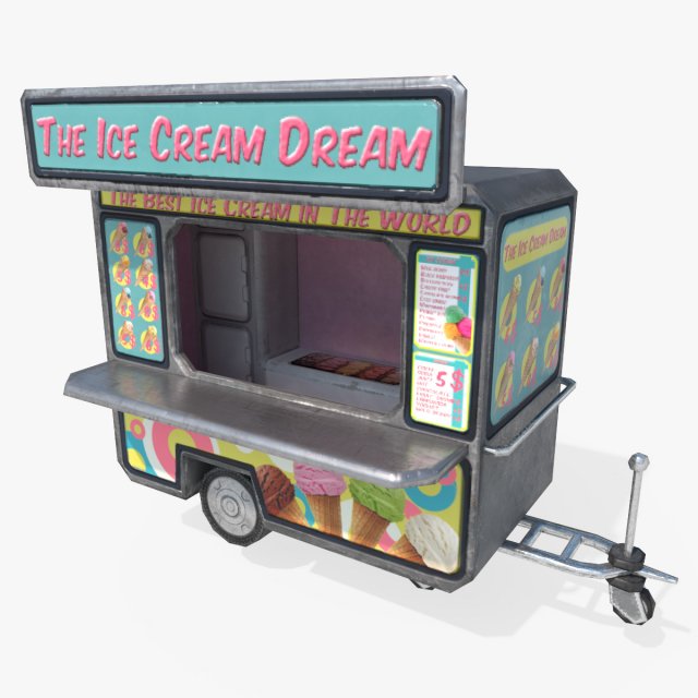 ice cream truck 3D Модель .c4d .max .obj .3ds .fbx .stl .blend 