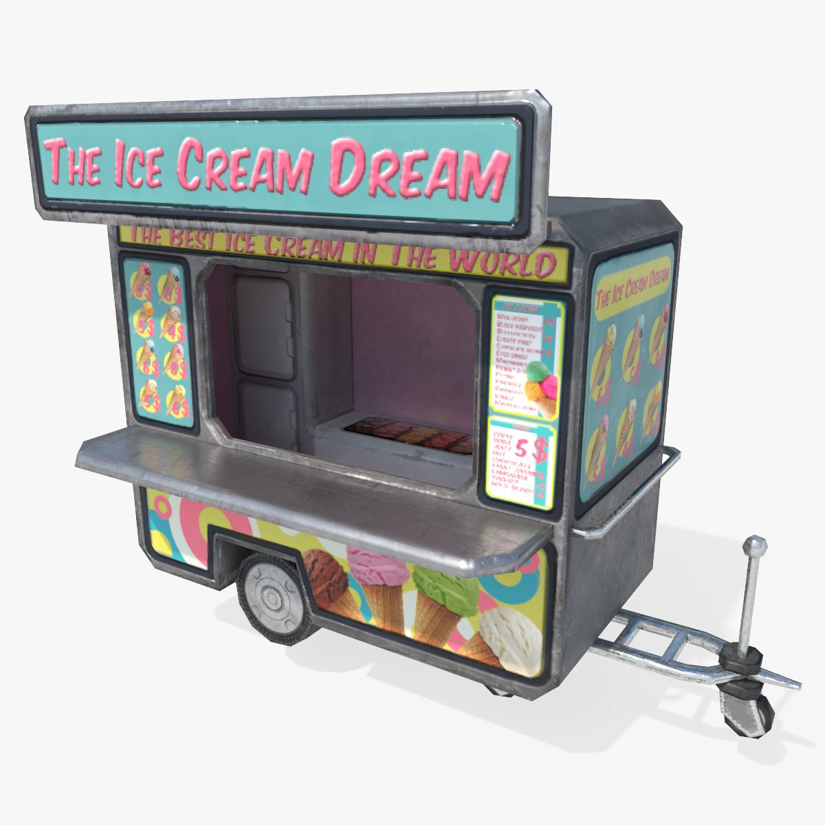 ice cream truck 3D Model .c4d .max .obj .3ds .fbx .stl .blend 