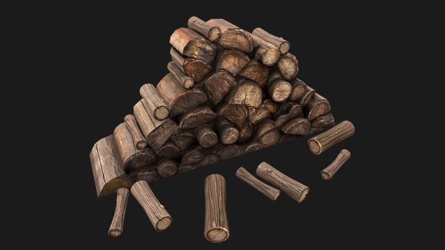 Little Pile of wood 3D Модель .c4d .max .obj .3ds .fbx .stl .blend 