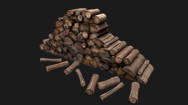 Pile of firewood 3D Модель .c4d .max .obj .3ds .fbx .stl .blend 