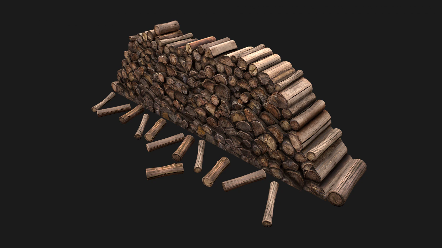 Big Pile of wood 3D Model .c4d .max .obj .3ds .fbx .stl .blend