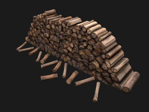 Большая куча дерева 3D Модель