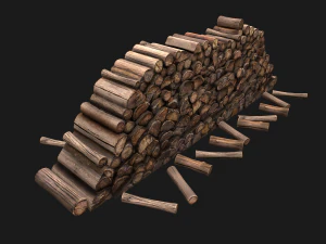 Big Pile of wood 3D Model