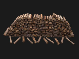 Big Pile of wood 3D Model
