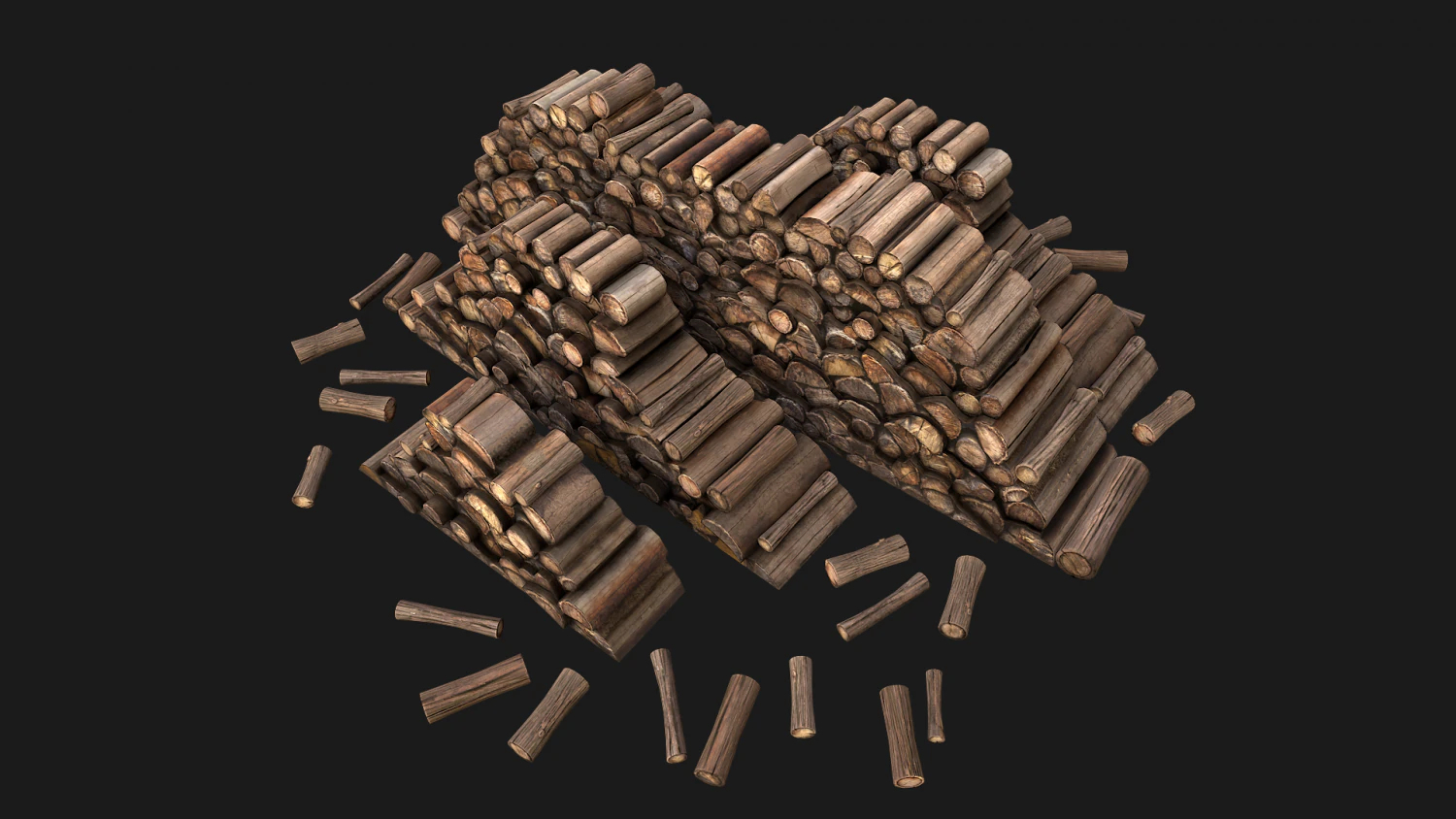 Firewood Pile Pack Wood log Lumberjack Set 3D Model .c4d .max .obj .3ds .fbx .stl .blend 