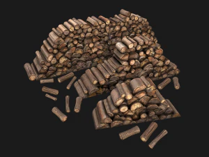 Firewood Pile Pack Wood log Lumberjack Set 3D Model