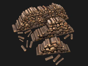 Firewood Pile Pack Wood log Lumberjack Set 3D Model