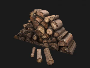 Firewood Pile Pack Wood log Lumberjack Set 3D Model