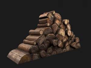 Firewood Pile Pack Wood log Lumberjack Set 3D Model
