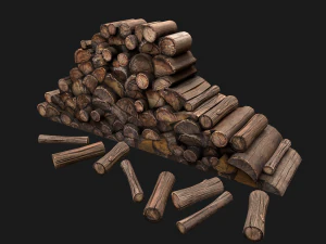 Firewood Pile Pack Wood log Lumberjack Set 3D Model