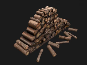 Firewood Pile Pack Wood log Lumberjack Set 3D Model
