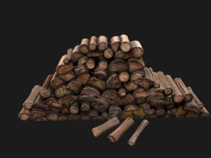 Firewood Pile Pack Wood log Lumberjack Set 3D Model