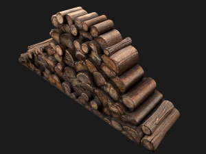 Firewood Pile Pack Wood log Lumberjack Set 3D Model