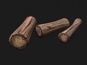 Firewood Pile Pack Wood log Lumberjack Set 3D Model