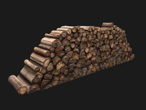 Firewood Pile Pack Wood log Lumberjack Set 3D Model