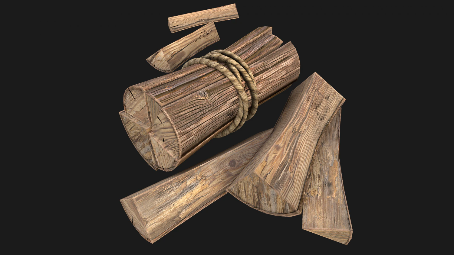 Bundle Of Firewood 3D Model .c4d .max .obj .3ds .fbx .stl .blend 