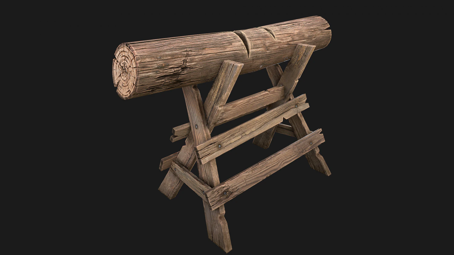 Wood Log Saw 3D Model .c4d .max .obj .3ds .fbx .stl .blend