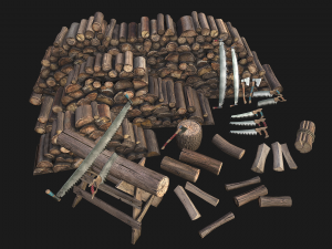 Set of Lumberjack and Firewood 3D मॉडल