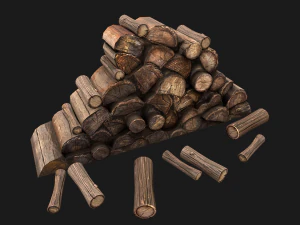 Set of Lumberjack and Firewood 3D Model