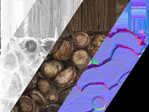Set of Lumberjack and Firewood 3D Model