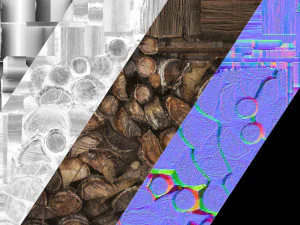 Set of Lumberjack and Firewood 3D Model