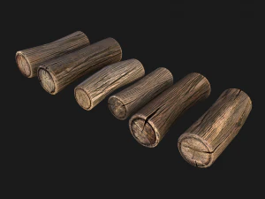 Set of Lumberjack and Firewood 3D Model