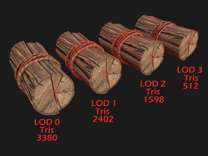 Set of Lumberjack and Firewood 3D Model