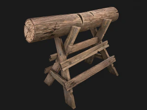 Set of Lumberjack and Firewood 3D Model