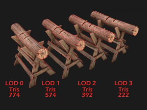 Set of Lumberjack and Firewood 3D Model