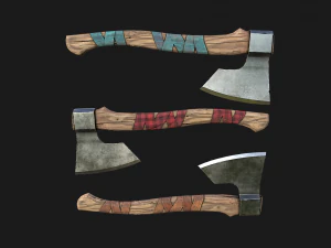 Set of Lumberjack and Firewood 3D Model