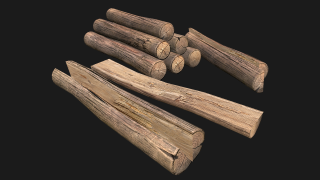 Firewood Logs Model 3D .c4d .max .obj .3ds .fbx .stl .blend 