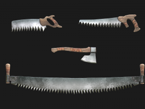 Large Set of Lumberjack and Firewood Modelo 3D