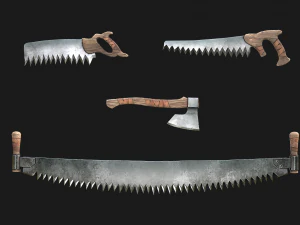 Large Set of Lumberjack and Firewood 3D Model