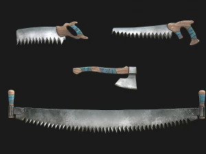 Large Set of Lumberjack and Firewood 3D Model