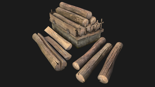 Sawmill Storage with Wooden Logs 3D Модель .c4d .max .obj .3ds .fbx .stl .blend 