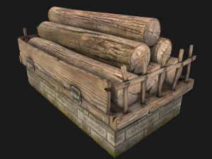 Sawmill Storage with Wooden Logs 3D Модель