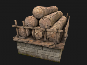 Sawmill Storage with Wooden Logs 3D Модель